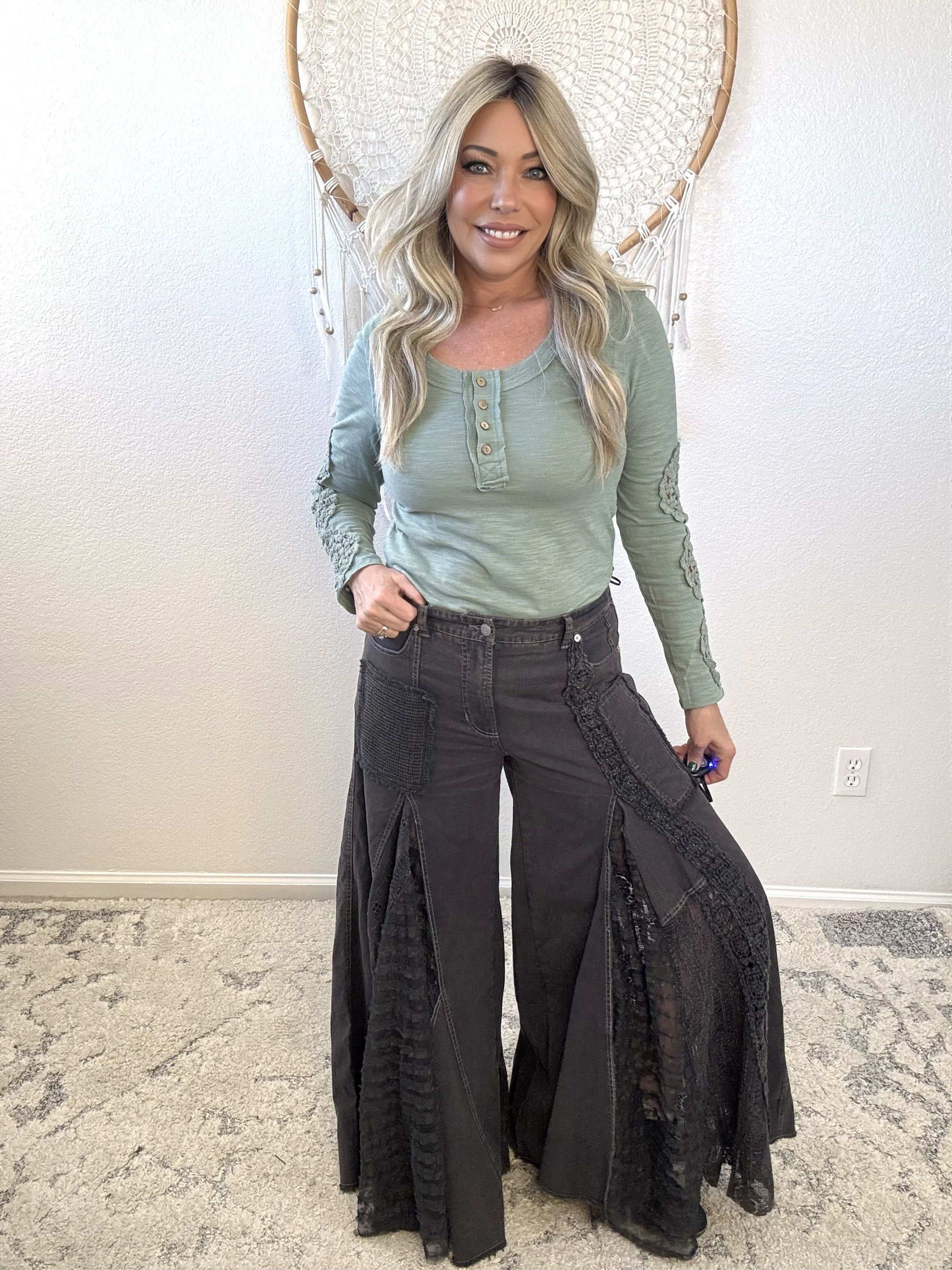 Midnight Gypsy Lace Flare Jeans