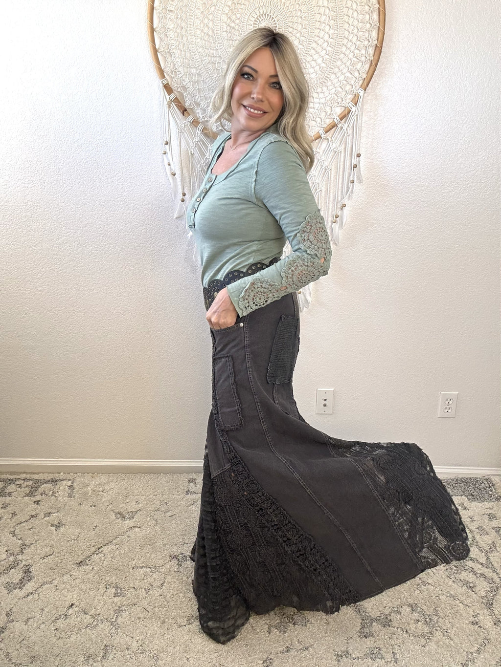 Midnight Gypsy Lace Flare Jeans