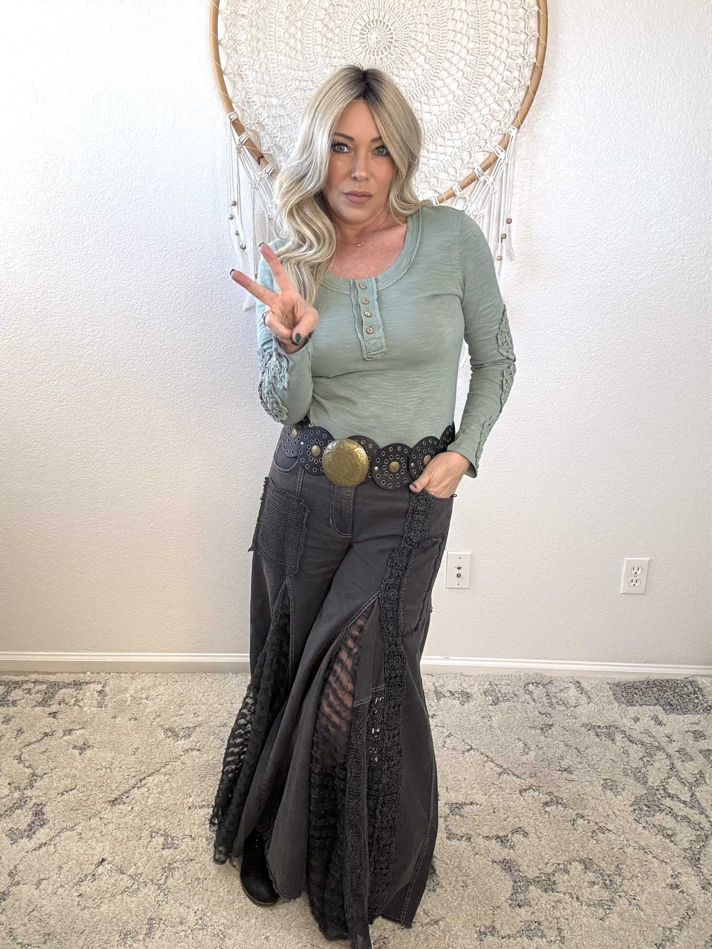 Midnight Gypsy Lace Flare Jeans