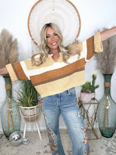 Load image into Gallery viewer, Autumn Slouch Short Sleeve Sweater-Striped
