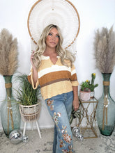 Load image into Gallery viewer, Autumn Slouch Short Sleeve Sweater-Striped
