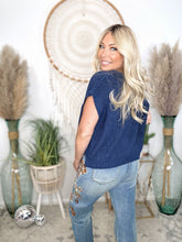 Load image into Gallery viewer, Autumn Slouch Cap Sleeve Sweater-Navy
