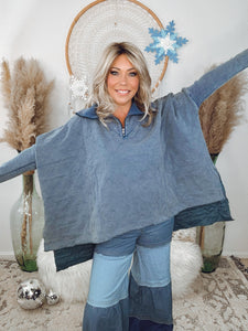 Comfortably Quilted Poncho Sweatshirt