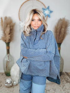 Comfortably Quilted Poncho Sweatshirt