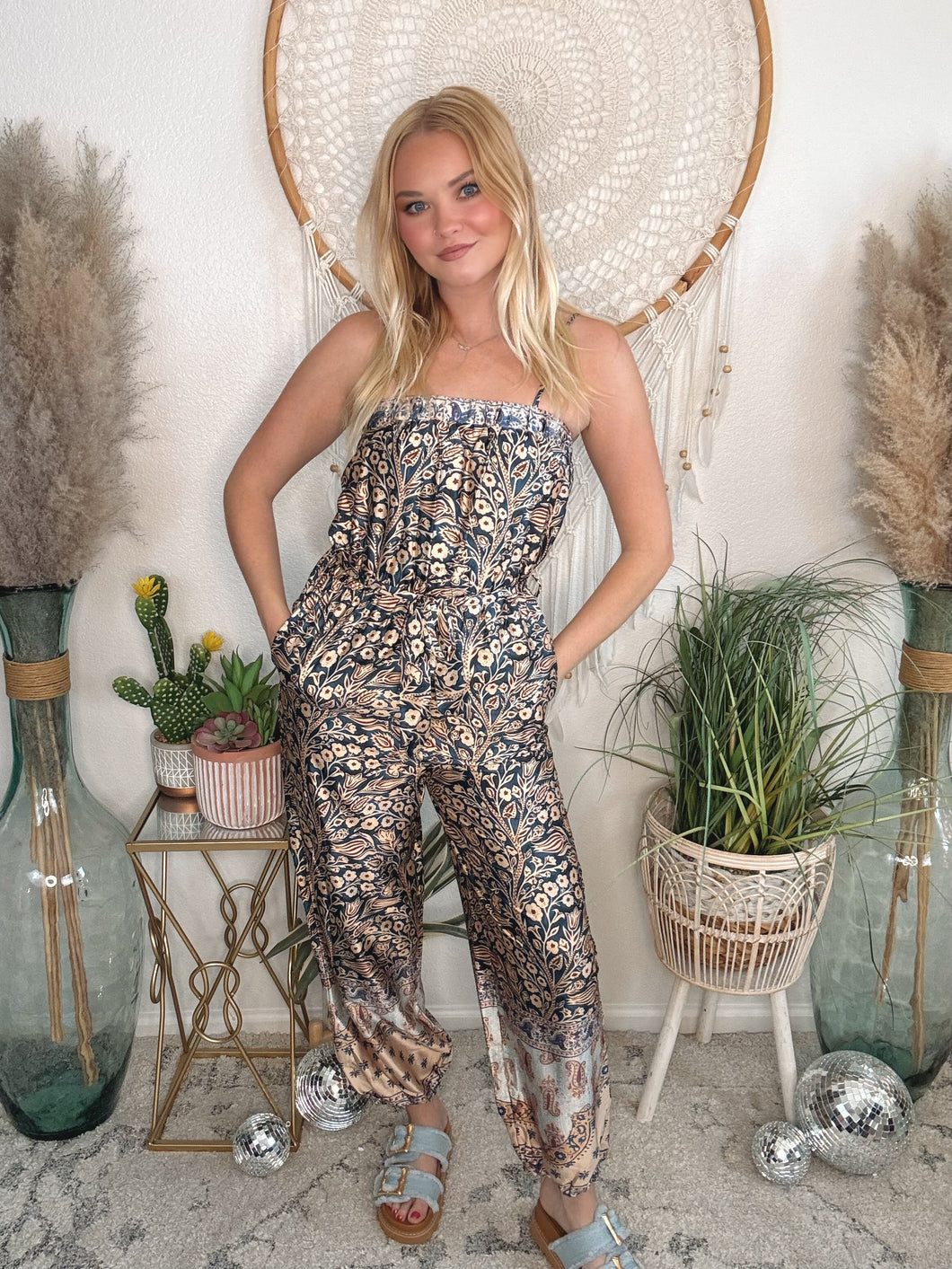 Boho Elegance Silky Jumpsuit