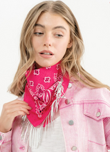 Load image into Gallery viewer, Wild West Bandana Scarf with Fringe-Pink
