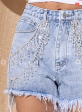 Load image into Gallery viewer, The Main Event Rhinestone Shorts-Denim
