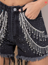 Load image into Gallery viewer, The Main Event Rhinestone Shorts-Black
