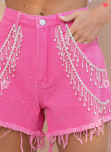 Load image into Gallery viewer, The Main Event Rhinestone Shorts-Hot Pink
