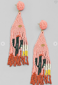 Desert Cactus Beaded Earrings