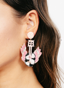 Winged Guitar Beaded Earrings