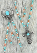 Load image into Gallery viewer, Cross Beaded Necklace and Earring Set
