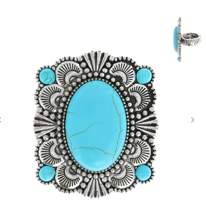 Square Scalloped Concho Stretch Ring