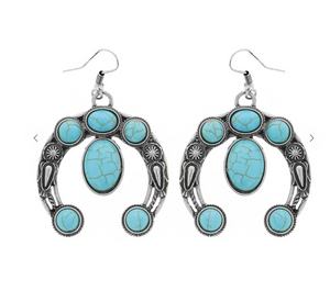 Squash Blossom Turquoise Earrings