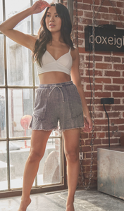 So Comfy Drawstring Shorts-Vintage Denim