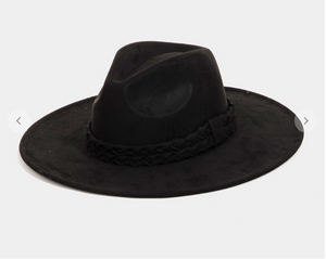 Sierra Braided Wide Brim Hat-Black