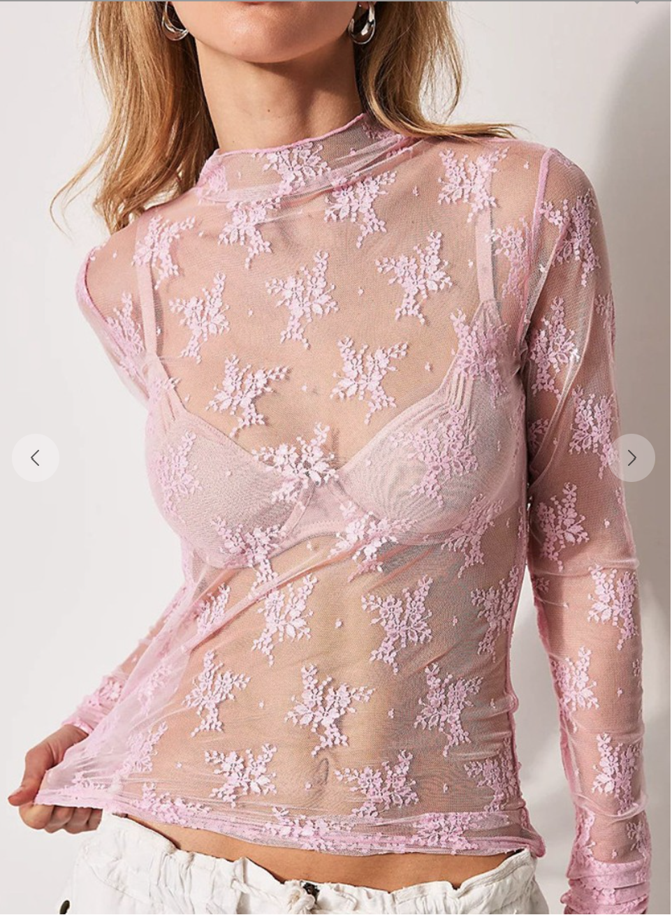 Say So Floral Lace Blouse-Pink