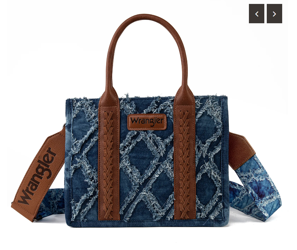 Wrangler Denim Frayed Tote Bag