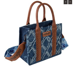 Wrangler Denim Frayed Tote Bag