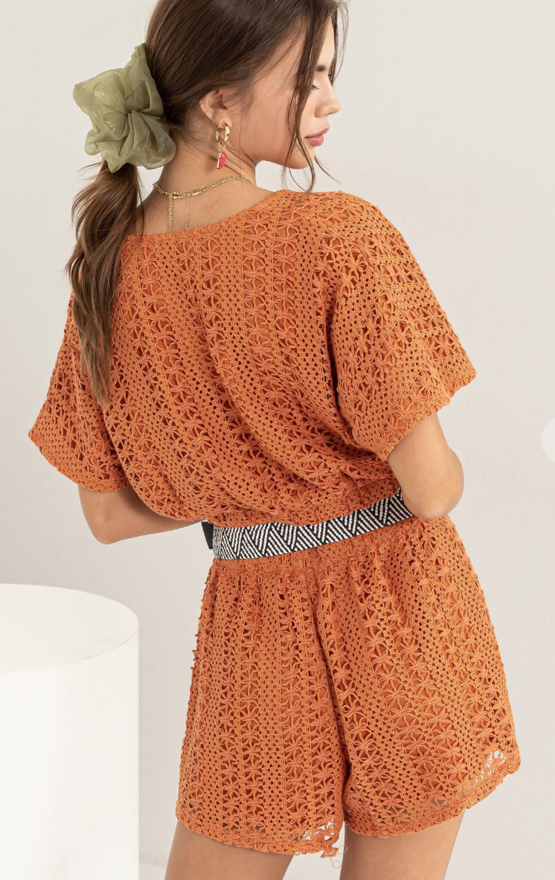 Living It up Crochet Top and Shorts Set
