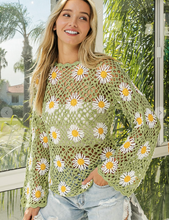 Load image into Gallery viewer, Floral Groove Crochet Sweater
