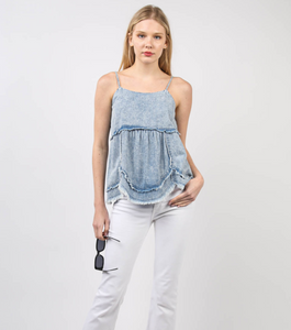 Sunny Day Denim Babydoll Top