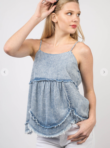 Sunny Day Denim Babydoll Top