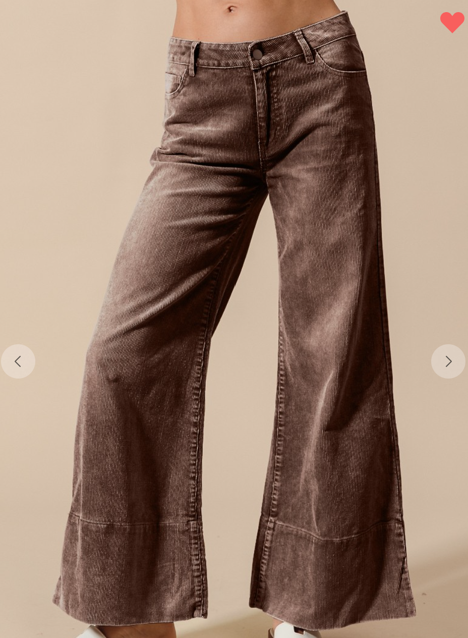 Going Out Washed Corduroy Pants-Brown