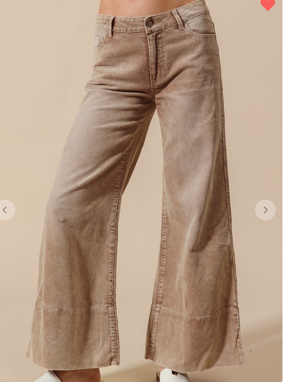 Going Out Washed Corduroy Pants-Taupe