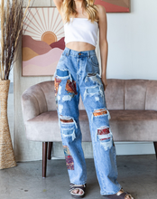 Load image into Gallery viewer, Fall Feels Patchwork Jeans
