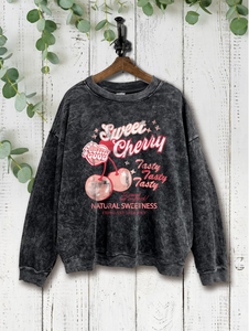 Sweet Cherry Acid Wash Pullover