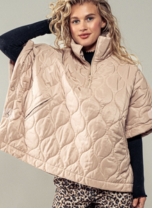 Cloud Whisperer Quilted Poncho-Beige