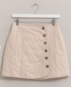 Quietly Quilted Mini Skirt-Cream