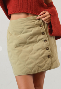 Quietly Quilted Mini Skirt-Green