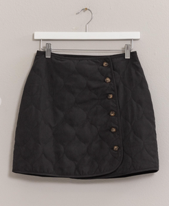 Quietly Quilted Mini Skirt-Black