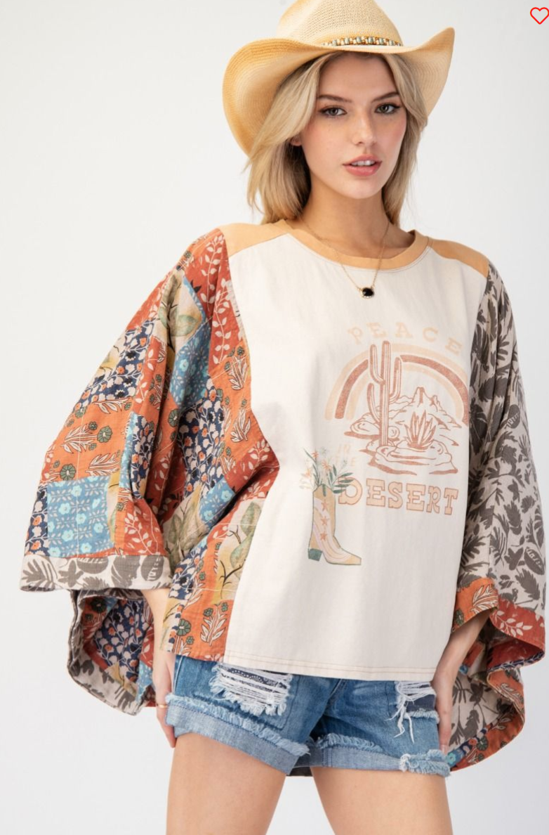 Peace In the Desert Graphic Top-Natural