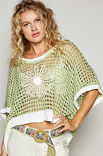 Load image into Gallery viewer, Wild Daisy Crochet Sweater-Lime
