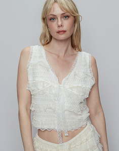 Cloud Dreamer Ruffled Tank Top-Cream