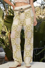Load image into Gallery viewer, Floral Groove Crochet Pants-Matcha
