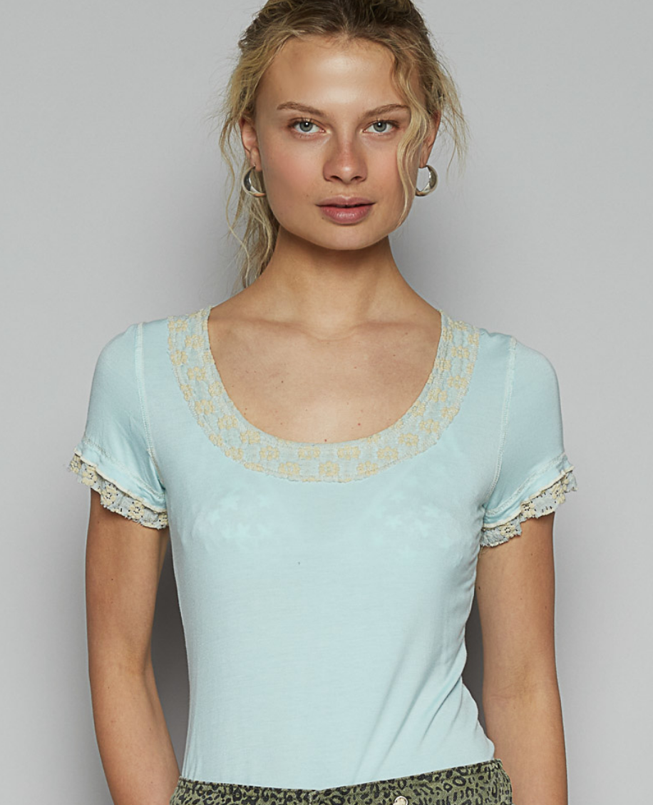 Floral Muse Basic Tee-Turquoise