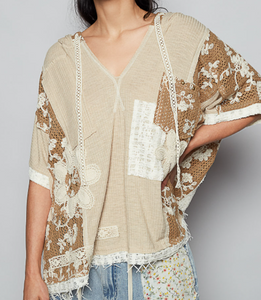 Lacey Daze Hooded Pullover-Tan