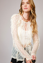Load image into Gallery viewer, Whispered Lace Tie Front Blouse-Cream

