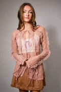 Whispered Lace Tie Front Blouse-Dusty Rose