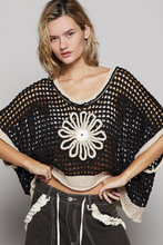 Load image into Gallery viewer, Wild Daisy Crochet Sweater-Black
