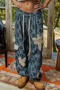Paisley Petal Denim Joggers