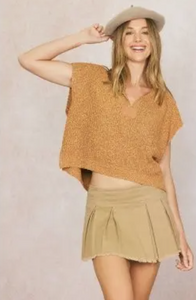 Autumn Slouch Cap Sleeve Sweater-Camel