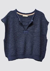 Autumn Slouch Cap Sleeve Sweater-Navy