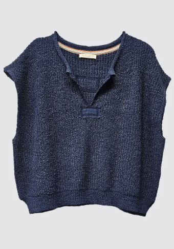 Autumn Slouch Cap Sleeve Sweater-Navy