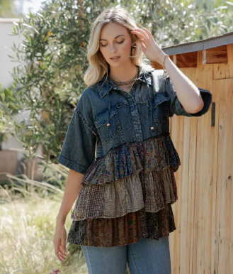 Autumn Sway Vintage Patchwork Top