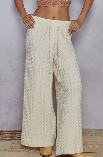 Apres Cable Knit Lounge Pants-Ivory